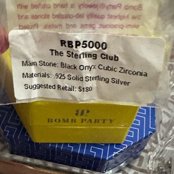 .925 solid sterling silver black onyx cubic zirconia $180 size 7. - Picture 3 of 3